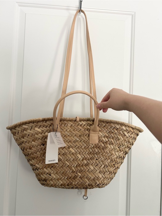 Mango Handbags - Mango NWT Rattan Raffia Woven Summer Boho Shoulder Bag